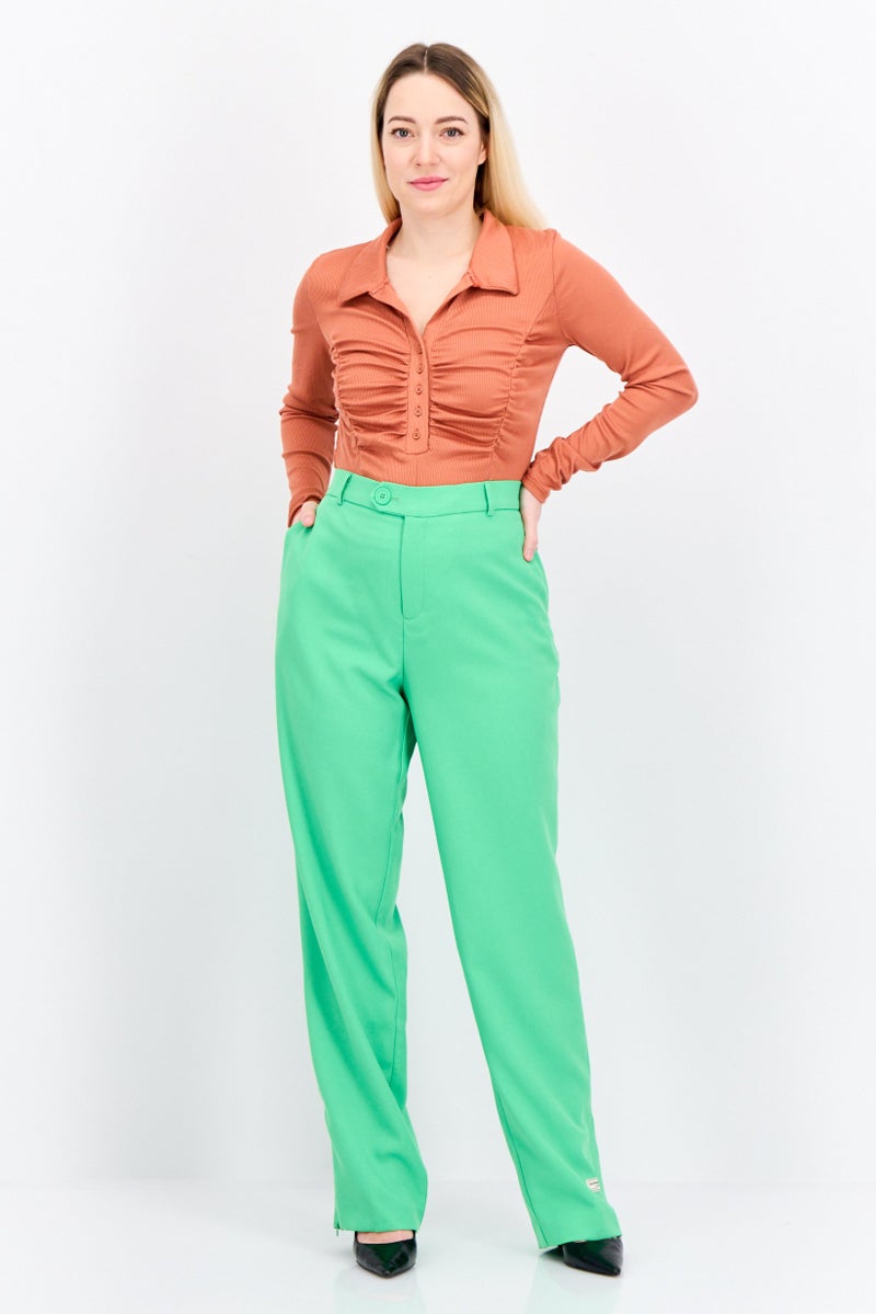 The Giving Movement Women Regular Fit Brand Logo Dress Pants, Lime Green - Image 2