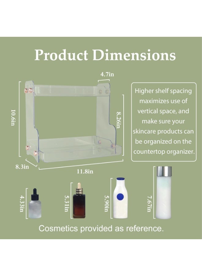 2-Tier Bathroom Countertop Organizer Bathroom Counter Storage Organizer Shelf for Skincare, Makeup, Perfume, Vanity Organizer for Bathroom and Kitchen (Clear) - Image 3