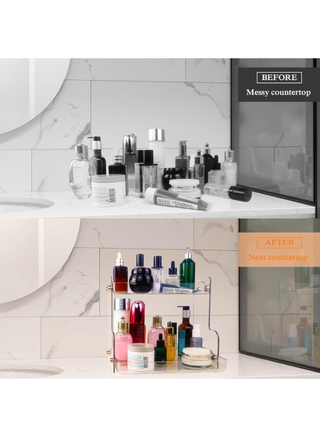 2-Tier Bathroom Countertop Organizer Bathroom Counter Storage Organizer Shelf for Skincare, Makeup, Perfume, Vanity Organizer for Bathroom and Kitchen (Clear) - Image 5