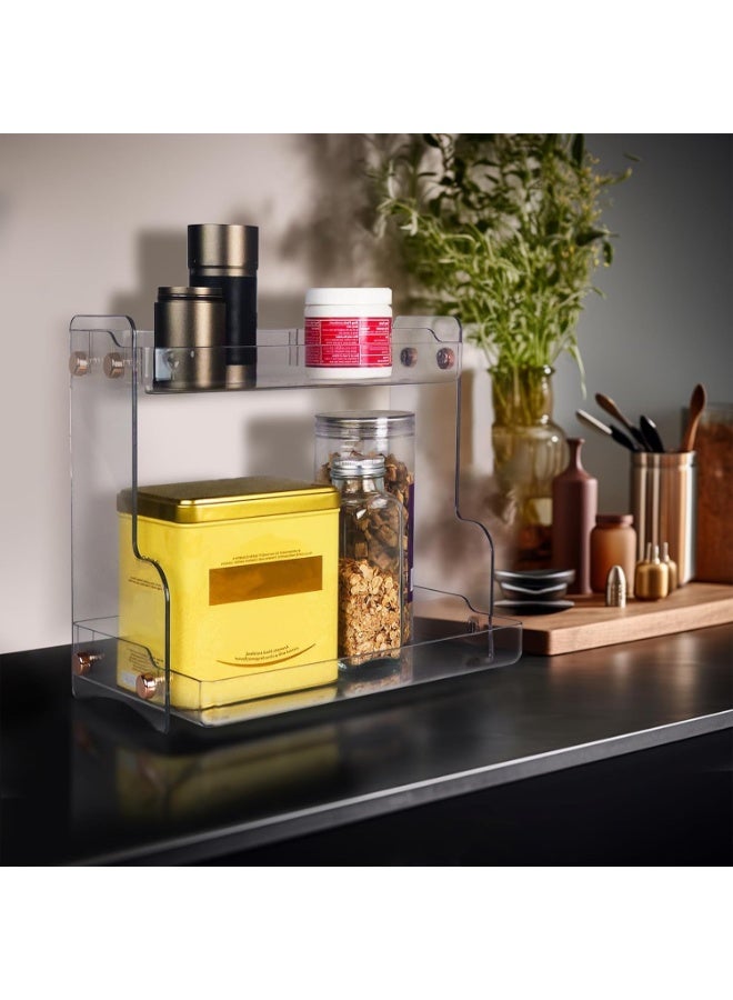 2-Tier Bathroom Countertop Organizer Bathroom Counter Storage Organizer Shelf for Skincare, Makeup, Perfume, Vanity Organizer for Bathroom and Kitchen (Clear) - Image 2