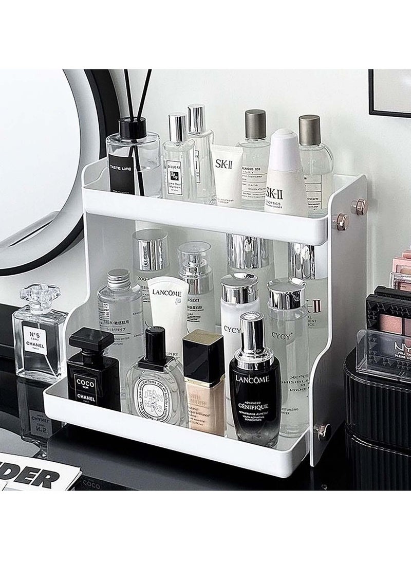 2-Tier Bathroom Countertop Organizer Bathroom Counter Storage Organizer Shelf for Skincare, Makeup, Perfume, Vanity Organizer for Bathroom and Kitchen (Clear) - Image 1