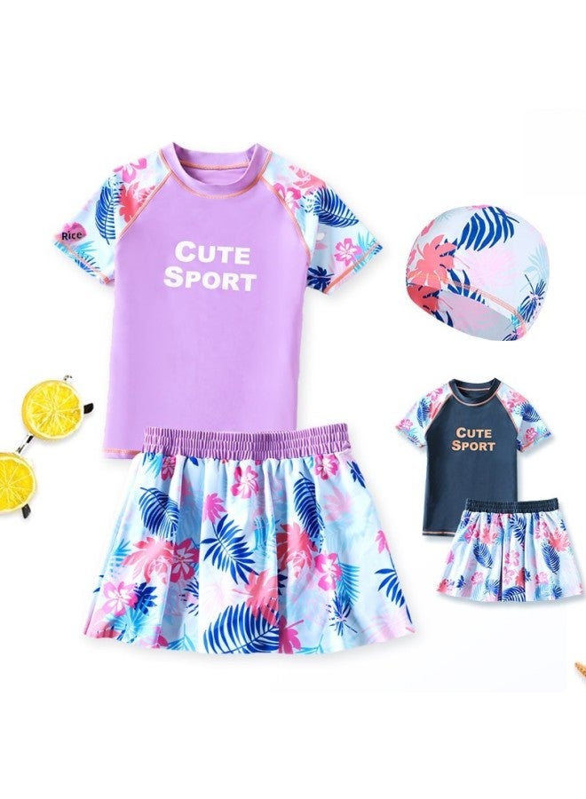 Plus Size Girls' Swimsuits Plus Fertilizer Split Medium And Large Children's Swimsuits Summer Children's Sunscreen Swimwear Manufacturers Wholesale-Color:Violet- - Image 4