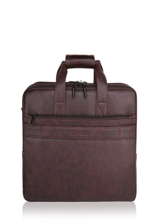 DIVISO Premium Office Bag for Men | 16 Inch Office Briefcase | Multi-Compartment Business Bag with Adjustable Shoulder Strap | Durable Zipper & Heavy Duty Hooks. (BROWN) - Image 2