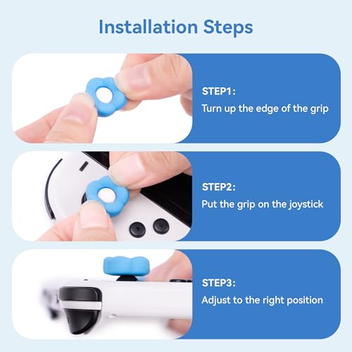 GeekShare Cross D-Pad Button Caps Thumb Grips Set,Silicone ABXY Key Buttons Sticker Compatible with Switch/OLED Joy Con (Blue & Purple) - Image 5