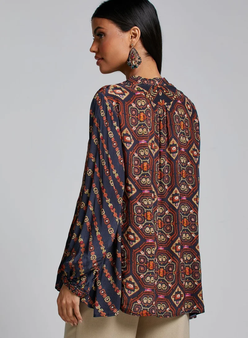 RITU KUMAR Balloon Sleeve Printed Kurti