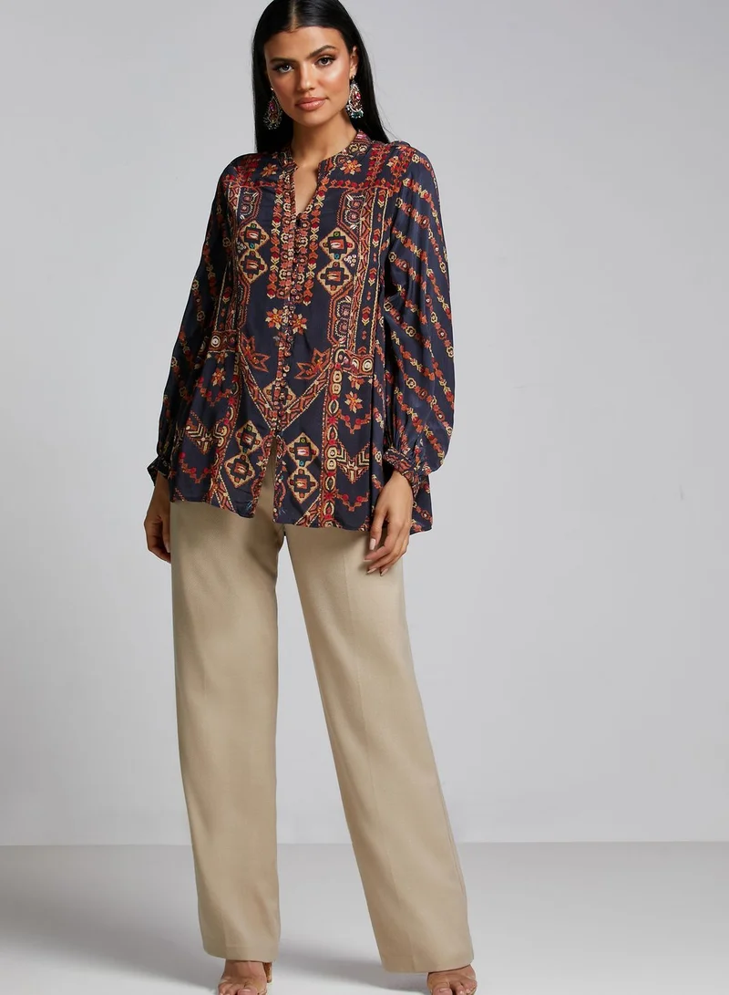 RITU KUMAR Balloon Sleeve Printed Kurti