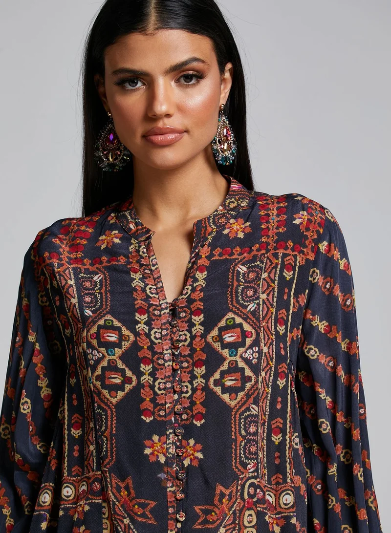 RITU KUMAR Balloon Sleeve Printed Kurti