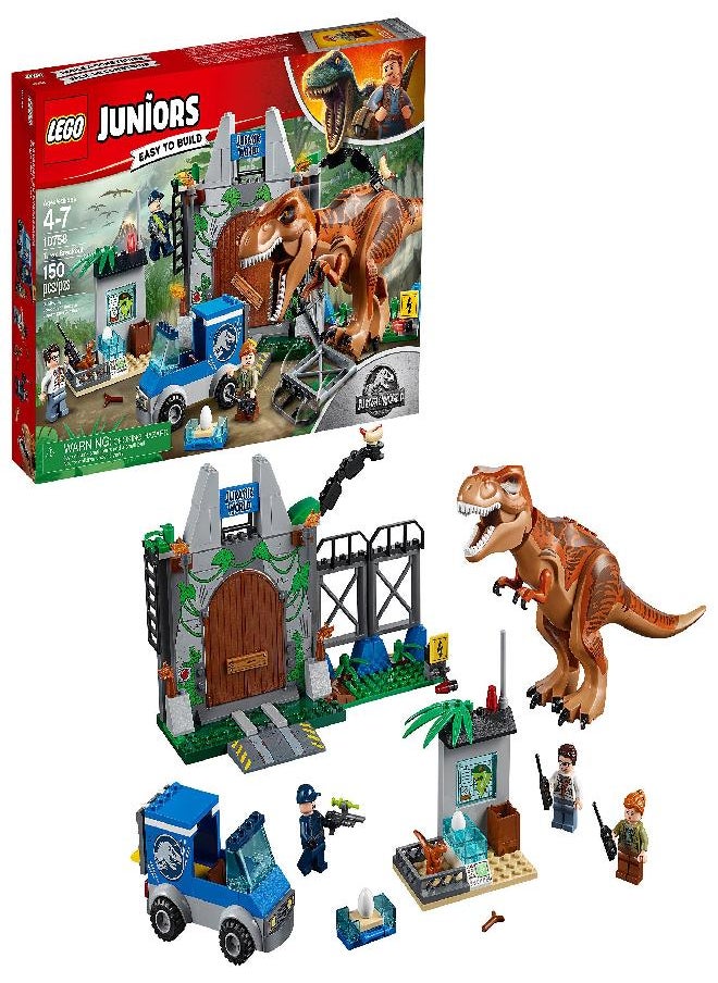 LEGO - LEGO Juniors/4+ Jurassic World T. rex Breakout 10758 Building Kit (150 Pieces) - Image 1