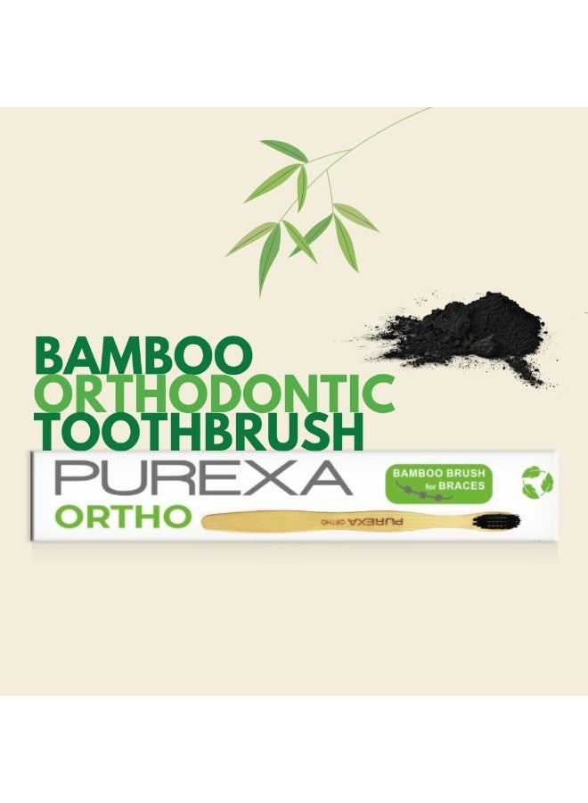 purexa Orthodontic Bamboo Oral Care Set | 4 Ortho Toothbrushes for Braces with 2 Copper Tongue Cleaners | Activated Charcoal Soft Bristles | Eco-Friendly Combo - Image 4