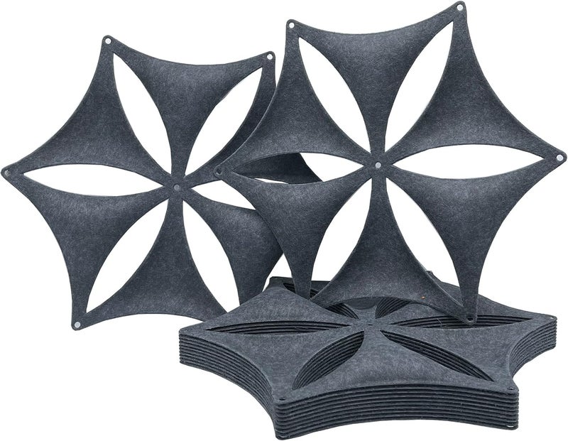 OSHIYINN Felt Fiber Surface High Density Polyester Fiber Board 3D Flower Venus 14"x12" Hanging Room Divider Panel Cut Room Partition Home Decoratio(12 Pcs) (Dark Grey) - Image 2
