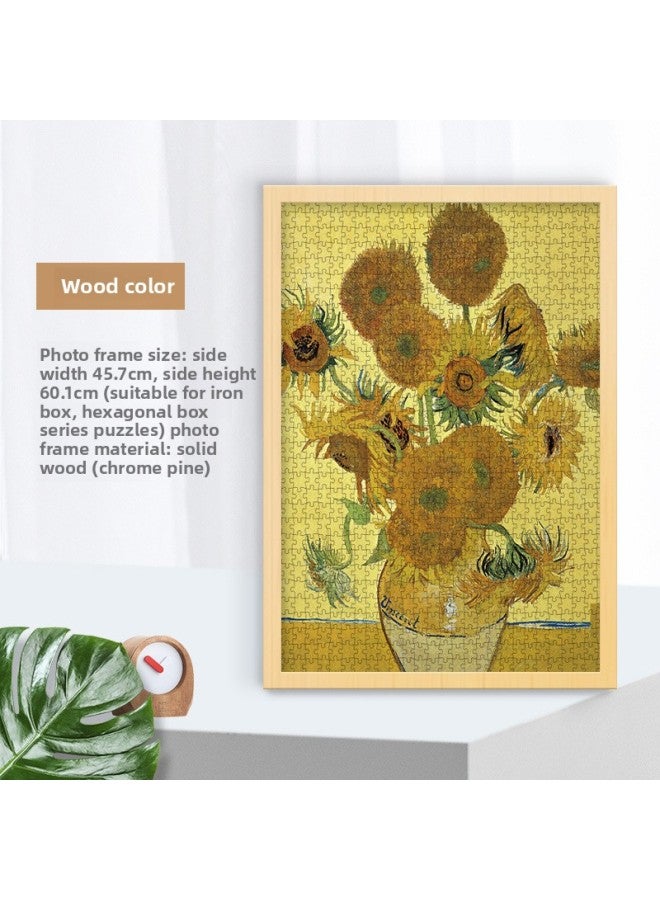 Solid Wood Photo Frame Mounted Creative Picture Frame Wall Hanging 500 Pieces 1000 Pieces Puzzle Special Picture Frame Wooden Exquisite Picture Frame-Color:Iron Box 1000 Pieces Puzzle Frame-Log  - Image 1