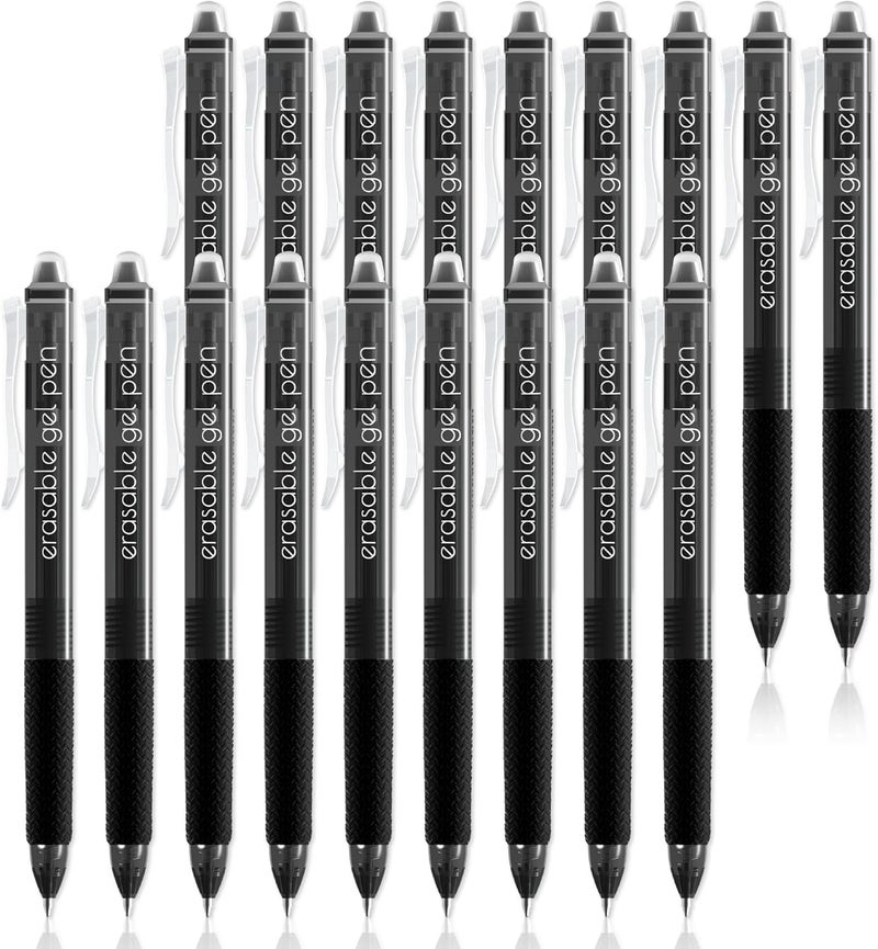 Vanstek 18 Black Retractable Erasable Gel Pens Clicker, Fine Point(0.7), Make Mistakes Disappear, Premium Comfort Grip, Black Ink for Planners, Note Taking and Crossword Puzzles - Image 1