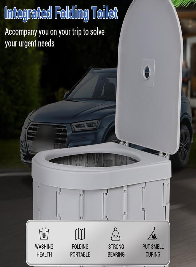 Kitwe Portable Camping Toilet with Lid - Multi-Function Emergency Toilet, Stool & Storage Box - Lightweight Collapsible Car Travel Potty for Camping Hiking Picnic. Grey - Image 4