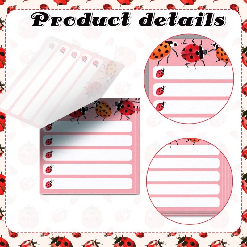 Random 60 Sheets Red Seven-Star Ladybugs Self-Adhesive Memo Pads - Image 4