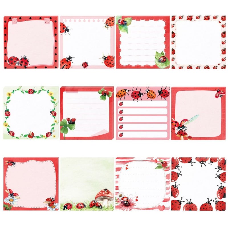 Random 60 Sheets Red Seven-Star Ladybugs Self-Adhesive Memo Pads - Image 5
