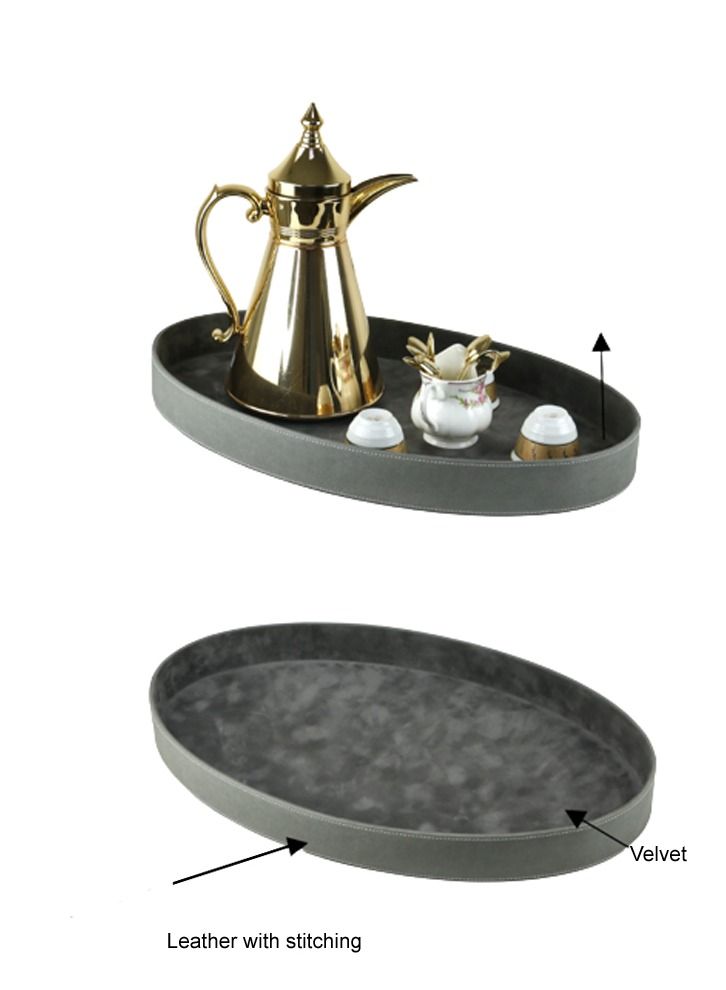 LAMSIT IBDAA Oval Leather Tray|Decorative Tray|Jewelry Tray  Coffee Tray|Serving Platter - Image 3