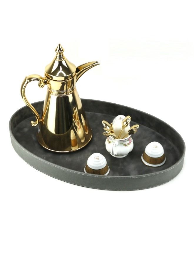 LAMSIT IBDAA Oval Leather Tray|Decorative Tray|Jewelry Tray  Coffee Tray|Serving Platter - Image 1