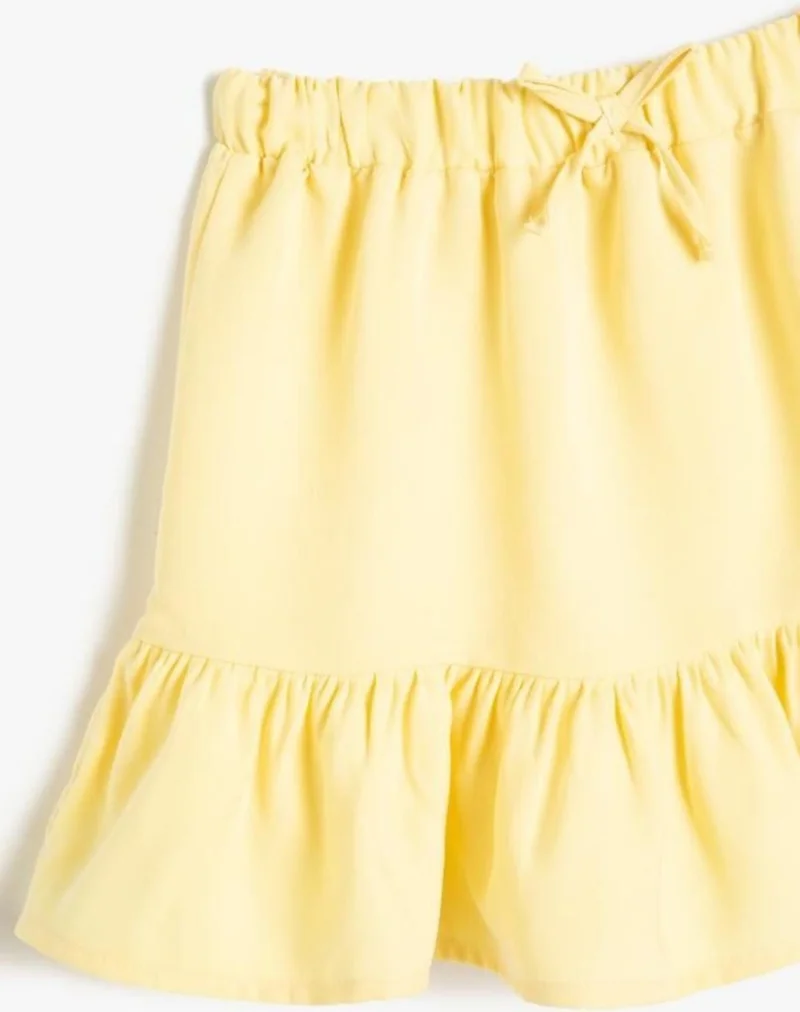 KOTON Mini Skirt with Frills and Elastic Waist Modal Fabric