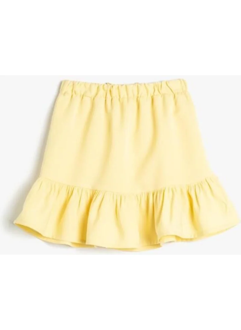 KOTON Mini Skirt with Frills and Elastic Waist Modal Fabric