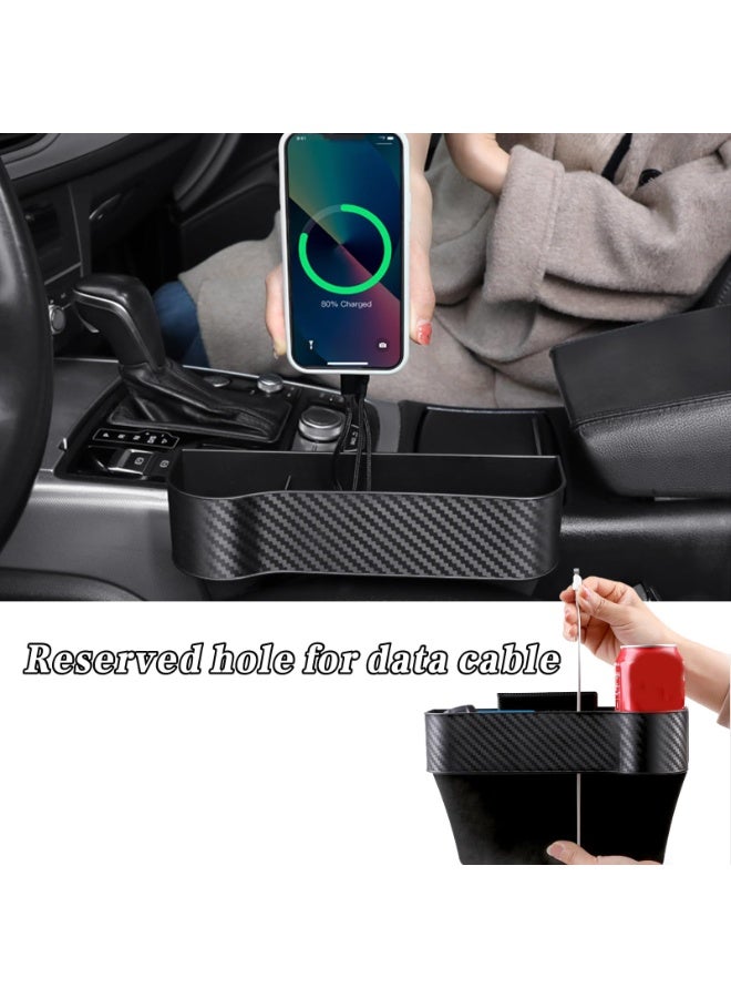 Bukela Car Seat Organizer, Leather Multifunctional Car Seat Organizer, with Charging Cable Hole, Universal Car Seat Gap Filler Organizer, with Cup Holder (Plastic Beige) - Image 3