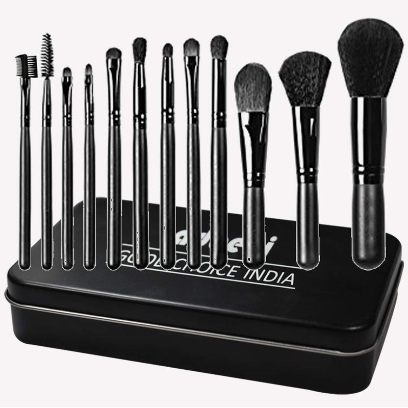 Adbeni Makeup Brush Set Professional Foundation Concealer Organizer Blending Blush Liquid Powder Cosmetics Brushes Tools (Pack of 12),GMTRY-BRSH,Black - Image 5