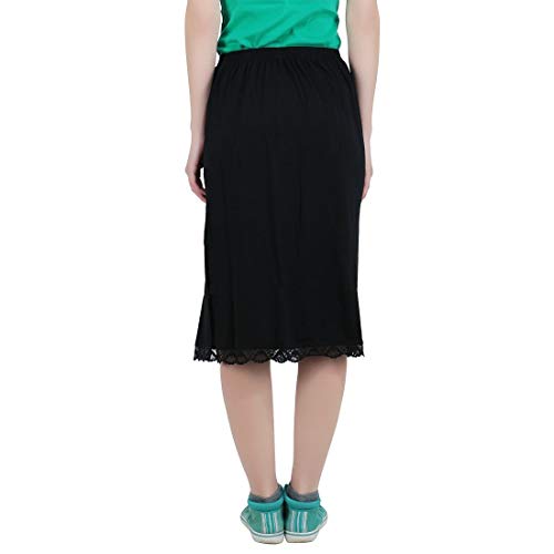 Splash Cotton Rich Regular Skirt Slip for Women - Knee Length Black - Image 4