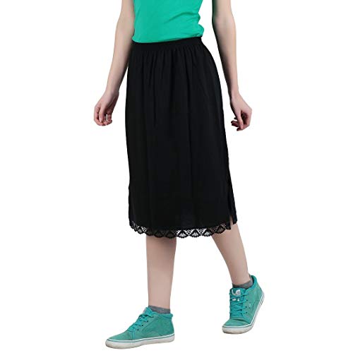 Splash Cotton Rich Regular Skirt Slip for Women - Knee Length Black - Image 3
