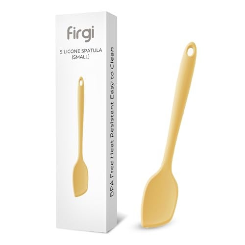 Firgi Platinum Silicone Spatula – BPA Free Silicone Spatula for Cooking – Heat Resistant Cooking Utensils for Non Stick Pans – One-Piece Spoonula for Baking, Mixing & More – Kitchen Scraper 9.3” Yellow - Image 1