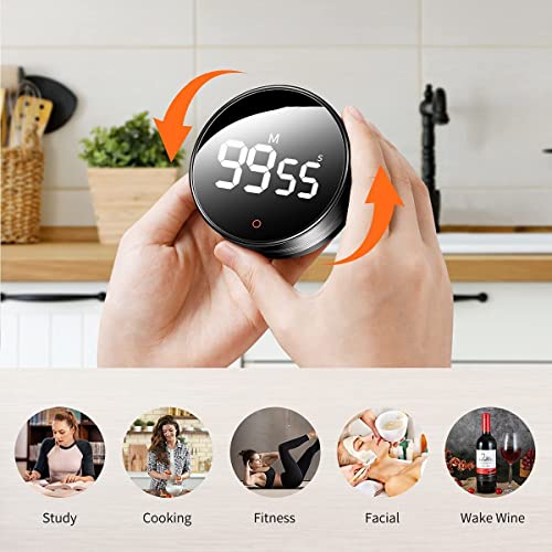 AERYS Magnetic Digital Timers, Manual Countdown Kitchen Timer Countdown Clock,Mechanical Cooking Timer Counter Clock for Seniors, Adult and Kids to Use (Silver) - Image 5
