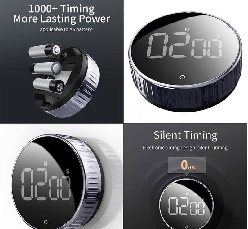 AERYS Magnetic Digital Timers, Manual Countdown Kitchen Timer Countdown Clock,Mechanical Cooking Timer Counter Clock for Seniors, Adult and Kids to Use (Silver) - Image 4