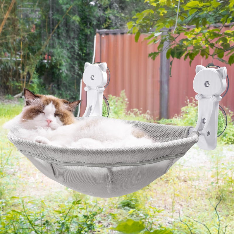 JUNSPOW Cat Window Hammock, Foldable, Cat Bed, Suction Cup Type, Cat Hammock, Window, Cat Bed, Load Capacity: 39.7 lbs (18 kg) (19.7 x 14.2 inches (50 x 36 cm), Easy Installation, Removable (Zipper - Image 1