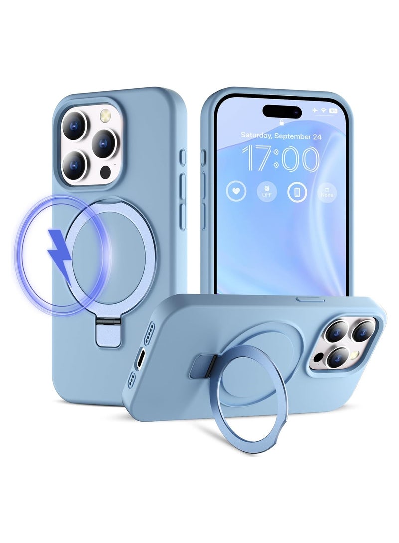 Silicone Case Designed for iPhone 16 Pro 6.3 Inch, Compatible with MagSafe 3 in 1 Wireless Charging [Magnetic + Holder + Ring Stand] Slim Cover with Invisible Stand - Image 1