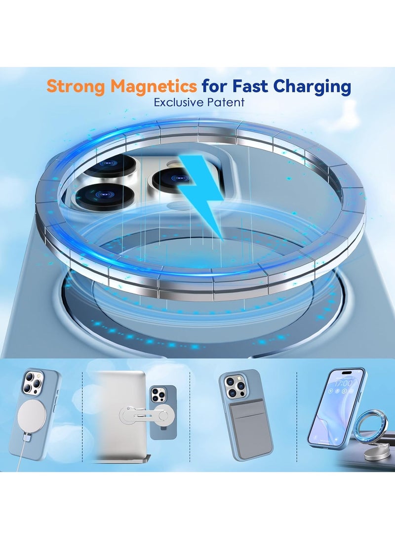 Silicone Case Designed for iPhone 16 Pro 6.3 Inch, Compatible with MagSafe 3 in 1 Wireless Charging [Magnetic + Holder + Ring Stand] Slim Cover with Invisible Stand - Image 2