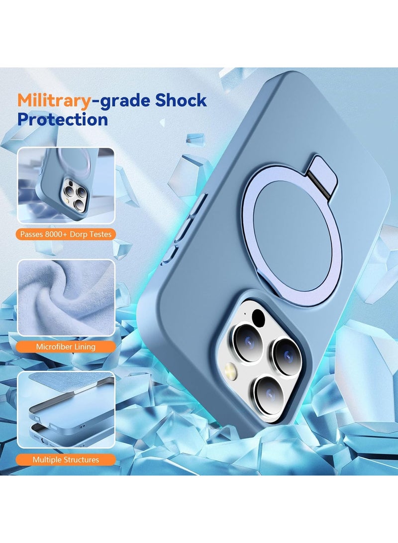 Silicone Case Designed for iPhone 16 Pro 6.3 Inch, Compatible with MagSafe 3 in 1 Wireless Charging [Magnetic + Holder + Ring Stand] Slim Cover with Invisible Stand - Image 3