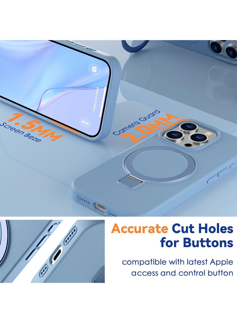 Silicone Case Designed for iPhone 16 Pro 6.3 Inch, Compatible with MagSafe 3 in 1 Wireless Charging [Magnetic + Holder + Ring Stand] Slim Cover with Invisible Stand - Image 5