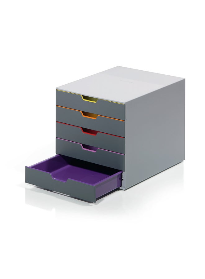 Durable A4 File Drawer with 5 Colour-Coded Drawers for Fast Organisation, Silent Pull-Out Stop, Transparent Labelling Windows, Stackable, 5-Year Warranty, Made in Germany - Image 4