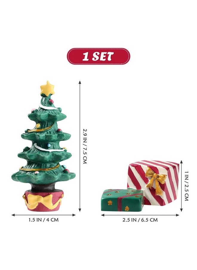 balacoo - Christmas Aquarium Decoration Set: Christmas Fish Tank Decorations Xmas Tree Figure Present Box Miniature Resin Micro Landscape Ornaments for Fish Tank Supplies Table Decor - Image 1