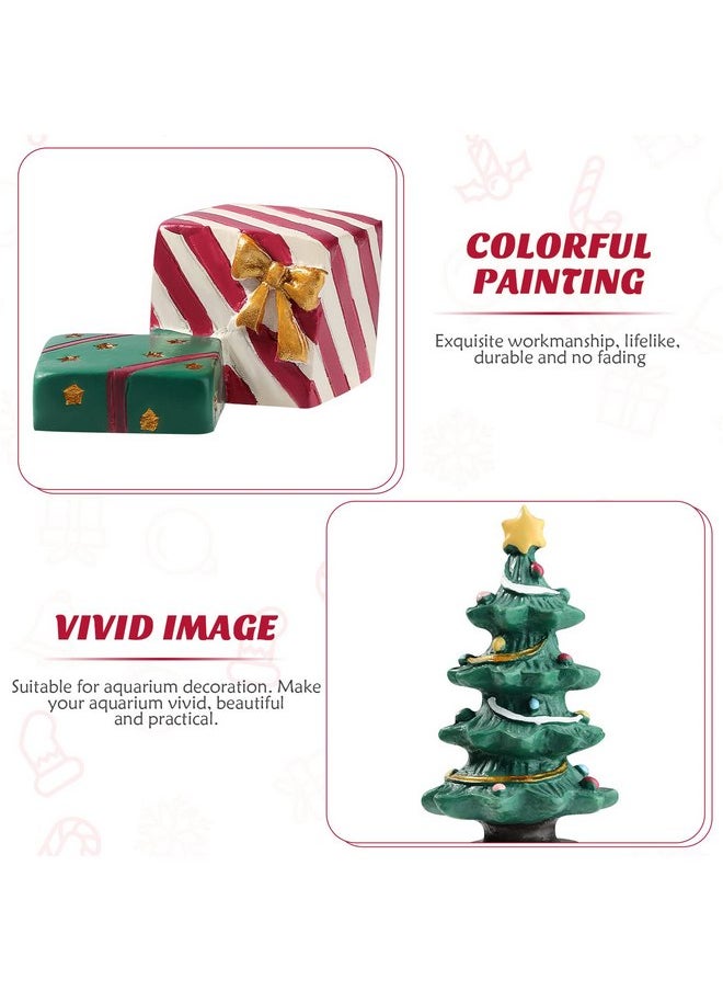 balacoo - Christmas Aquarium Decoration Set: Christmas Fish Tank Decorations Xmas Tree Figure Present Box Miniature Resin Micro Landscape Ornaments for Fish Tank Supplies Table Decor - Image 1