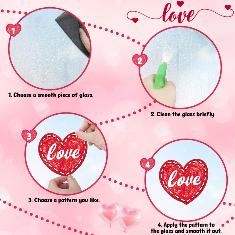 Traplace 9 Sheets Valentine Window Clings Stickers, 11.8 Ã— 7.8 Inches Heart Window Decals Decorations, Valentines Decorations Indoor, Double-Sided Heart Clings for Anniversary, Wedding Party Decor - Image 3