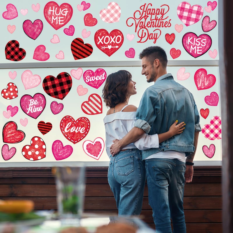 Traplace 9 Sheets Valentine Window Clings Stickers, 11.8 Ã— 7.8 Inches Heart Window Decals Decorations, Valentines Decorations Indoor, Double-Sided Heart Clings for Anniversary, Wedding Party Decor - Image 4