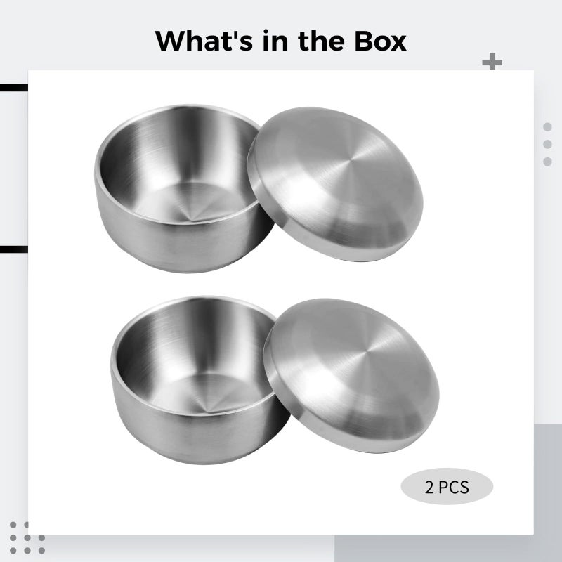 Double Wall Stainless Steel Bowls 2 Pcs Set With Lids 5 1 Inch Insulated For Soup Ramen Kimchi - Image 3