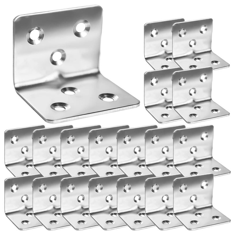 80Pcs Stainless Steel Angle Brackets12 x 12 x 15 Wide Small Corner Brace for Joining Furniture Heavy Duty 90 Degree L Shape Corner Bracket Right Angle Bracket for Wood Cabinets Furniture