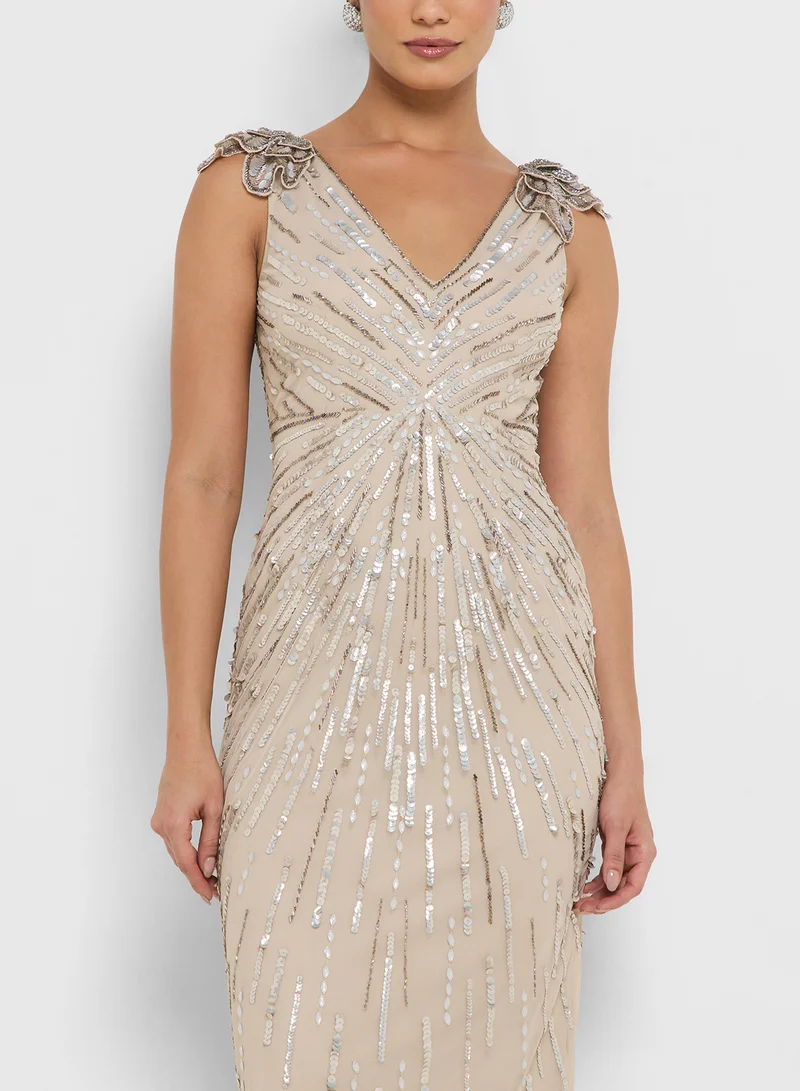Adrianna Papell Embellished Maxi Dress