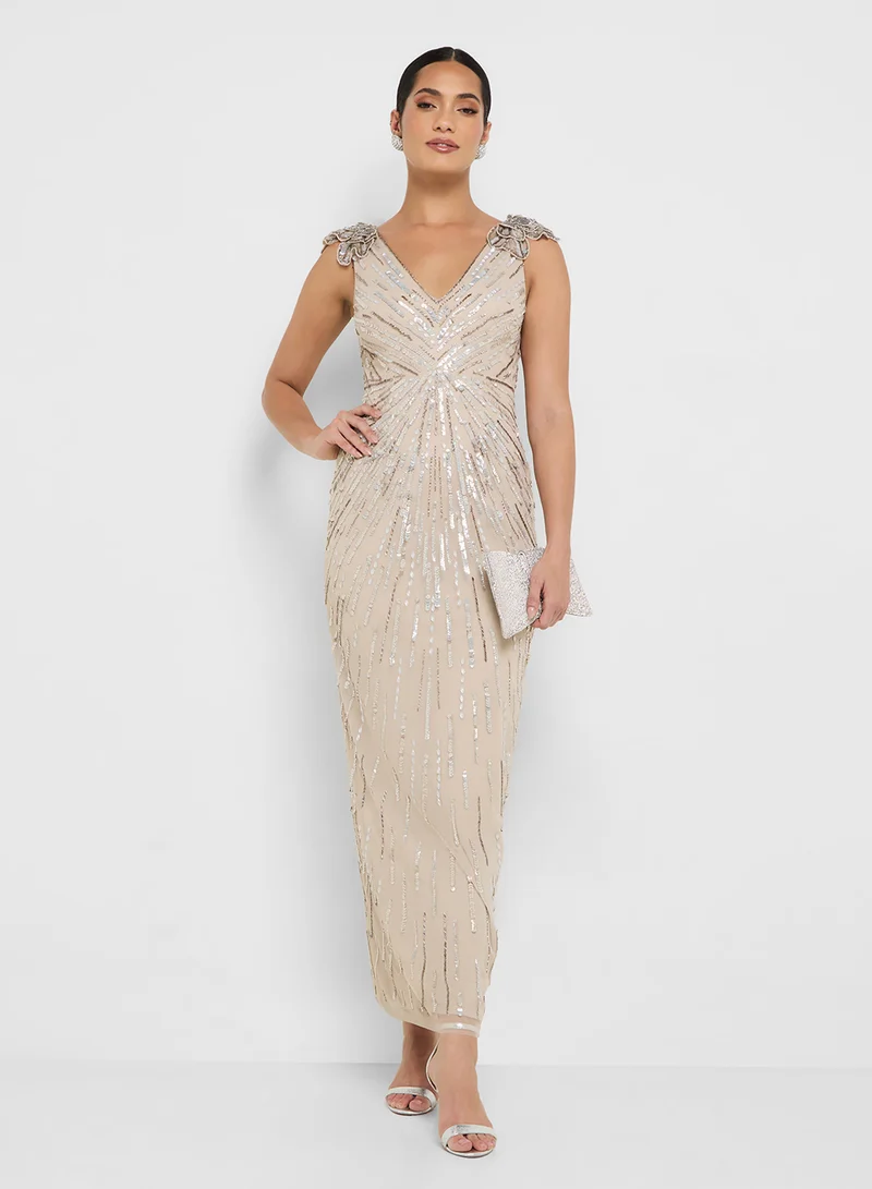 Adrianna Papell Embellished Maxi Dress