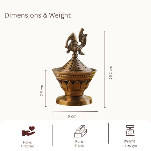 RITUALISTIC Konark Brass Loban Lamp | Dhoop Holder | Incense Burner | Dhoop Dani | Pooja Items | Dhoop Batti Stand | Sambrani Holder | Pooja Room Decor - Image 2