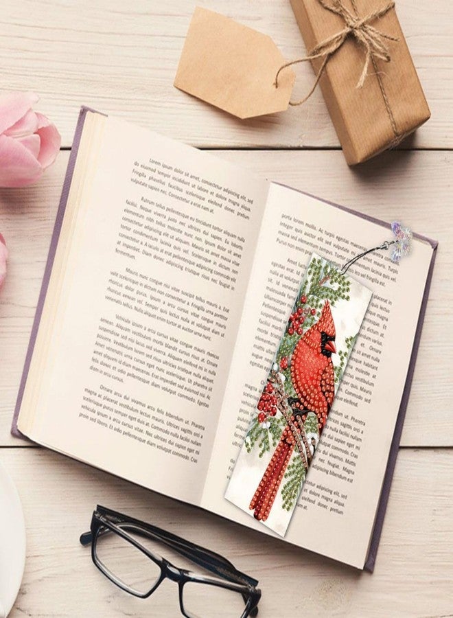 ARTopet 3Pcs DIY Diamond Art Painting Bookmarks with Colorful Butterfly Pendant PET Bookmark Ornament Double Sided Pattern Single Sided Diamond Book Marker Clip Gifts Tags-Cardinal - Image 4