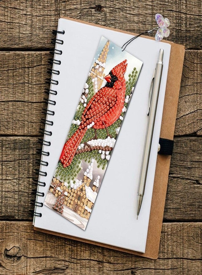 ARTopet 3Pcs DIY Diamond Art Painting Bookmarks with Colorful Butterfly Pendant PET Bookmark Ornament Double Sided Pattern Single Sided Diamond Book Marker Clip Gifts Tags-Cardinal - Image 5