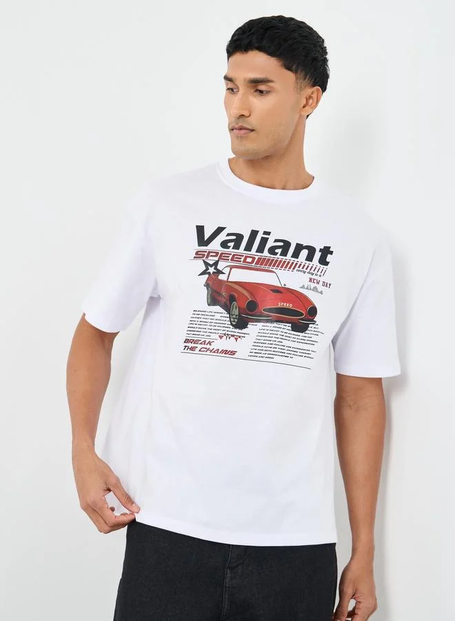Styli Styli Men Oversized Vintage Car Graphic T-Shirt