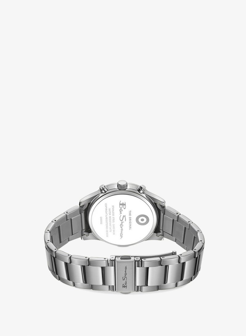 Ben Sherman Cambridge Blue Dial Stainless Steel Bracelet Chronograph Watch for Men, 42mm - Image 3