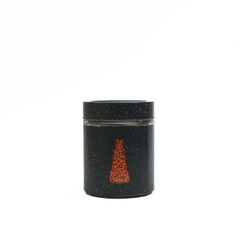 Femora Borosilicate Glass Triangular Shape Window with Carbon Steel Jacketed Glass Jars | 1 Year Warranty | Airtght | Jars for Snacks, Fry Food, Masala, Spice, Pickle,Cookies |700 ML| Set Of 1 | Grey - Image 1